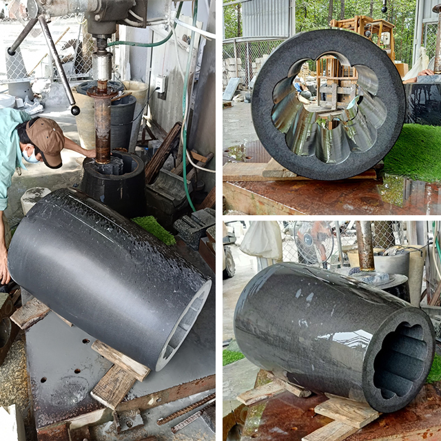 Chậu rửa lavabo Kanly dáng trụ đá Marble LH470