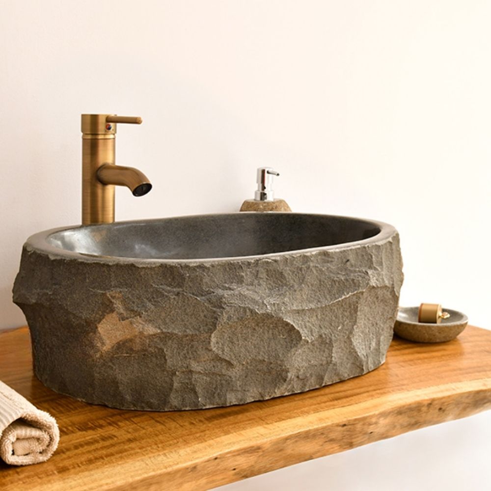 Chậu lavabo đặt bàn Kanly đá bazan tự nhiên MAR15BZ