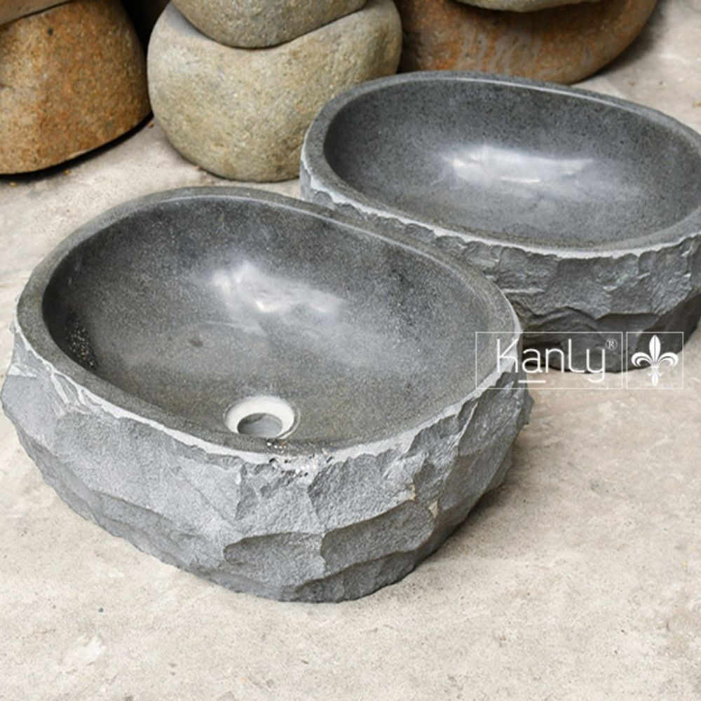 Chậu lavabo đặt bàn Kanly đá bazan tự nhiên MAR15BZ