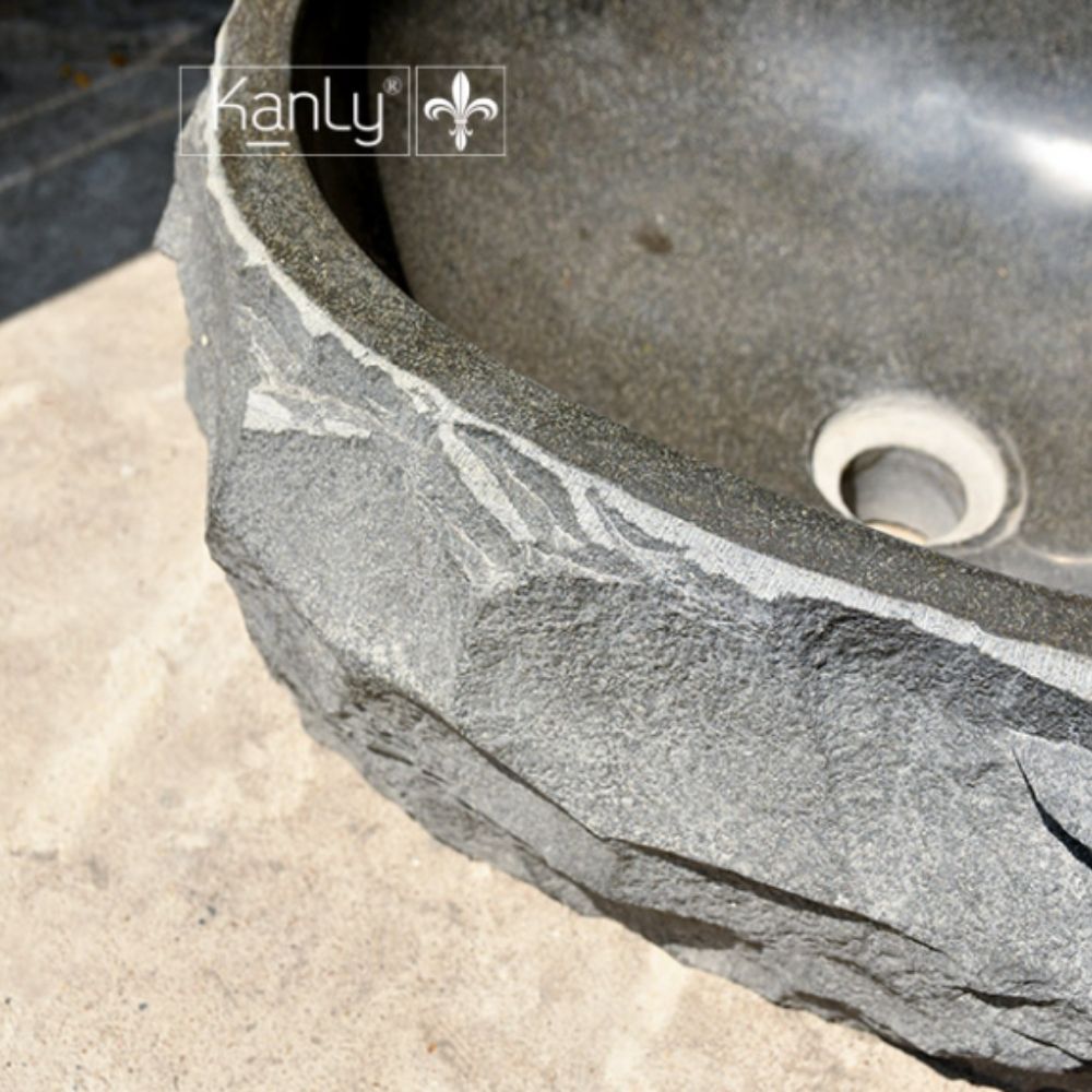 Chậu lavabo đặt bàn Kanly đá bazan tự nhiên MAR15BZ