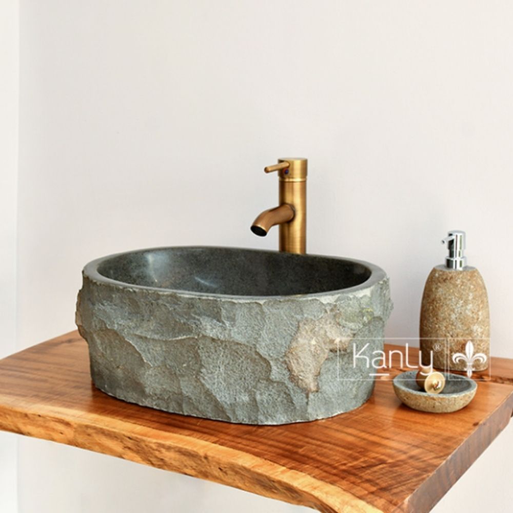 Chậu lavabo đặt bàn Kanly đá bazan tự nhiên MAR15BZ