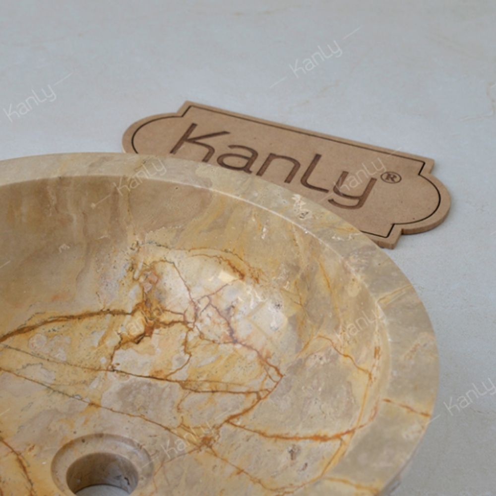 Chậu lavabo đặt bàn Kanly đá cappuccino marble tự nhiên MAR16Bi
