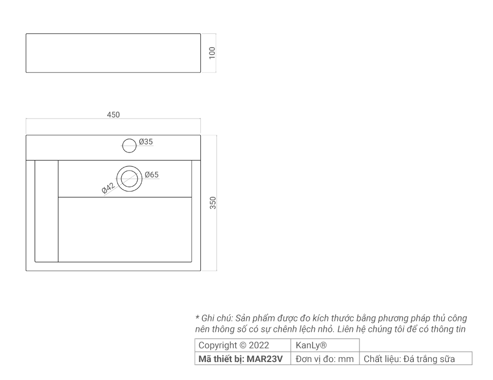 Chậu lavabo đặt bàn Kanly Marble MAR23V