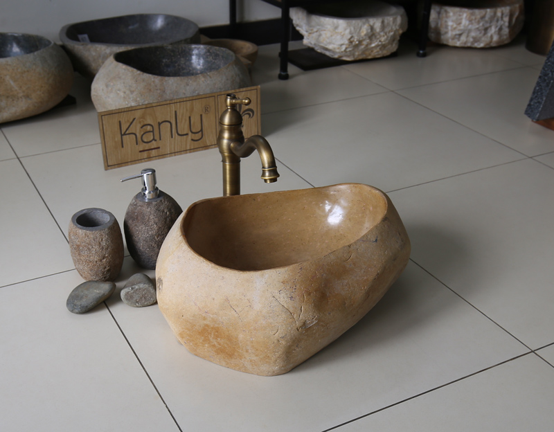 Chậu lavabo đặt bàn Kanly đá cuội MAR25D