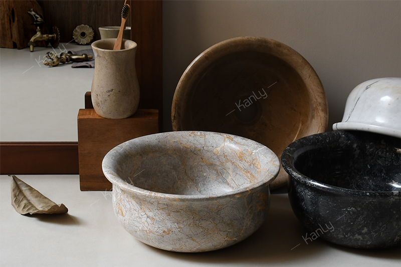 Chậu lavabo đặt bàn Kanly mini đá Marble MAR61V