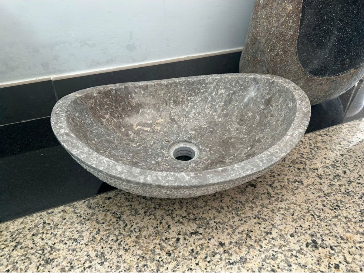 Chậu lavabo đặt bàn Kanly đá grey marble MAR64Fi