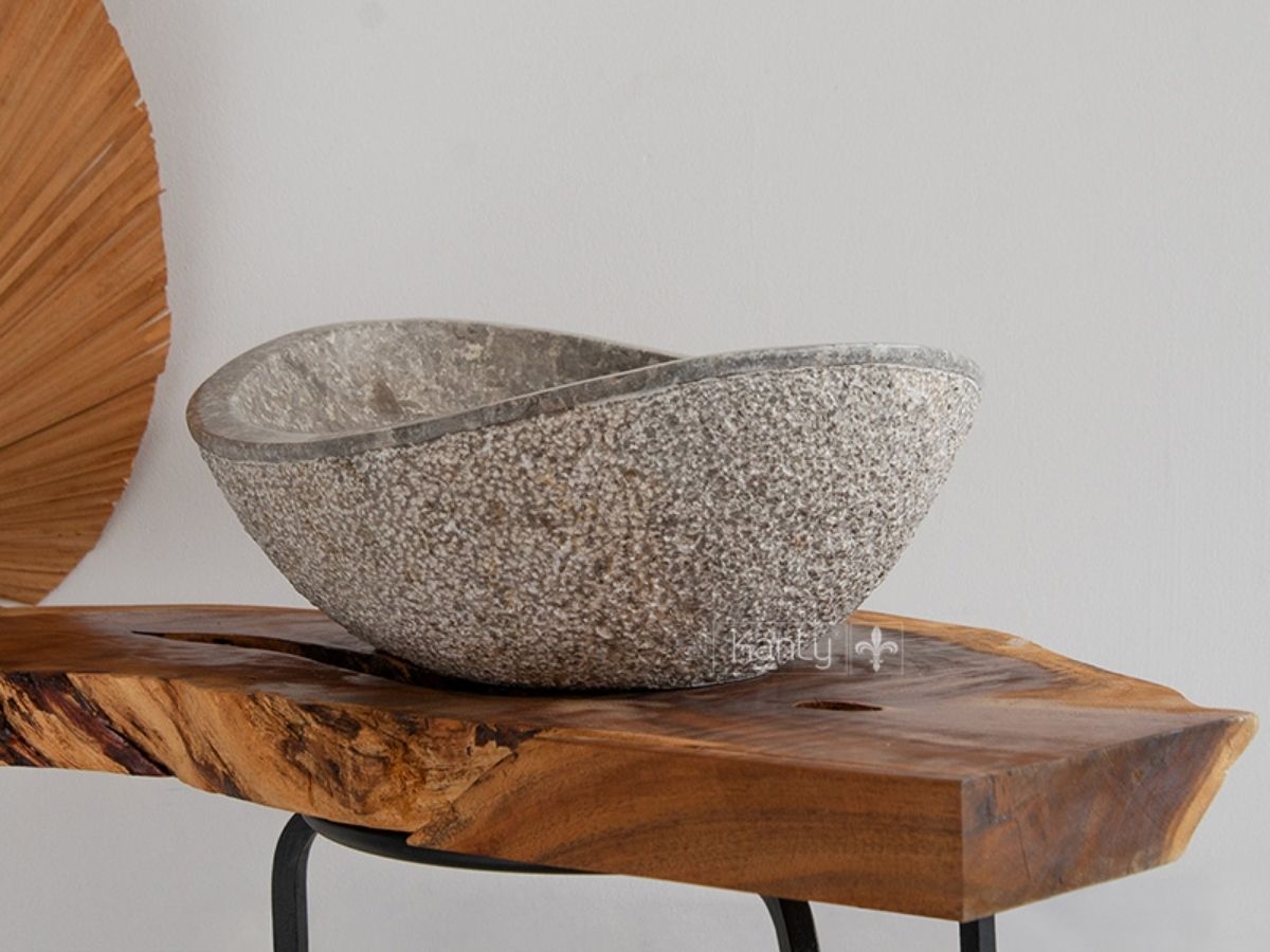 Chậu lavabo đặt bàn Kanly đá grey marble MAR64Fi