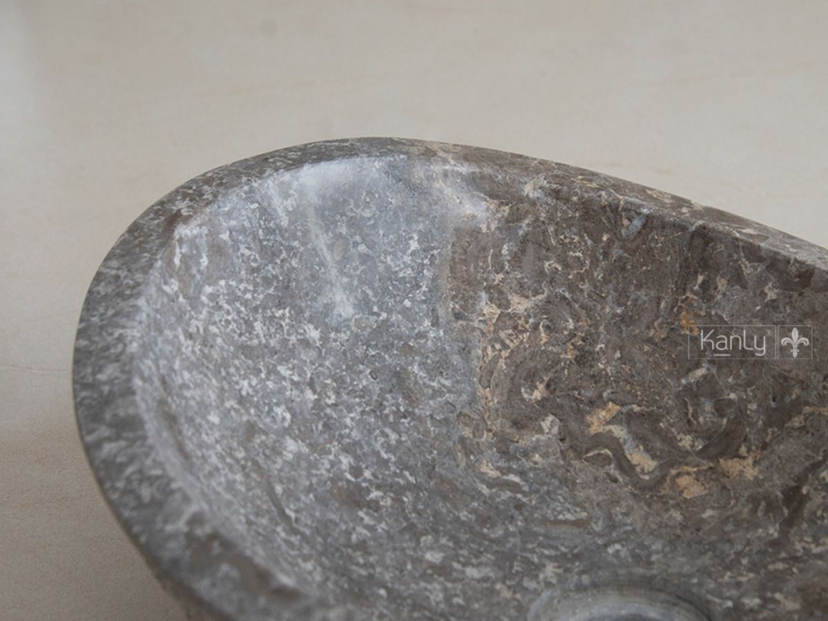 Chậu lavabo đặt bàn Kanly đá grey marble MAR64Fi