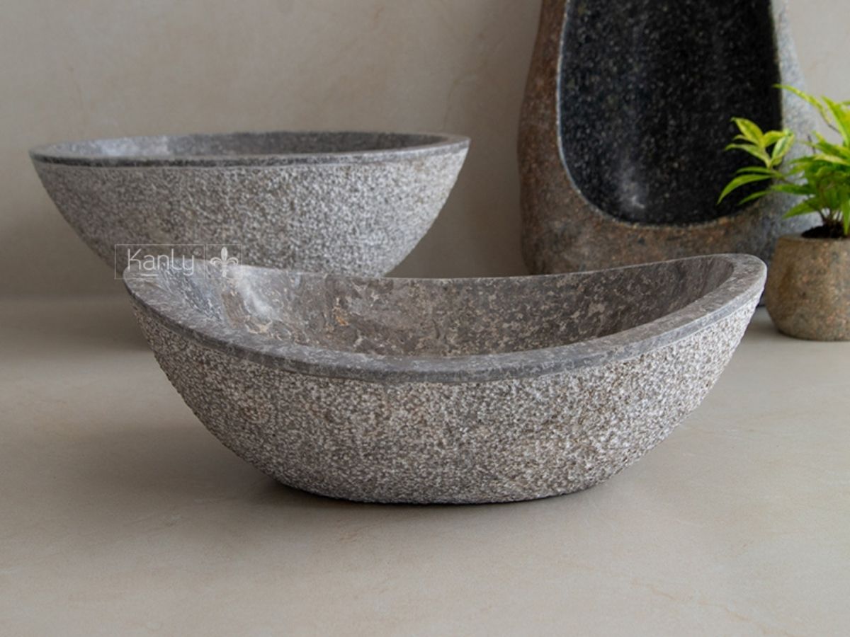 Chậu lavabo đặt bàn Kanly đá grey marble MAR64Fi