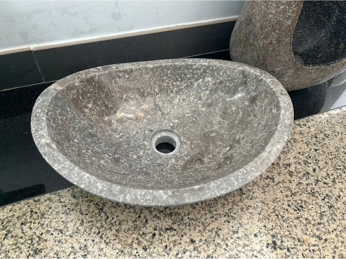 Chậu lavabo đặt bàn Kanly đá grey marble MAR64Fi