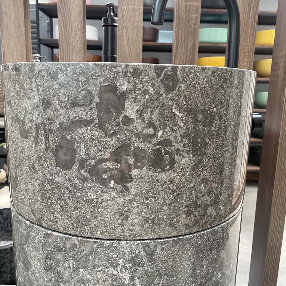 Chậu lavabo trụ đứng Kanly MAR74Fi / MAR71Fi đá Marble tự nhiên Indo