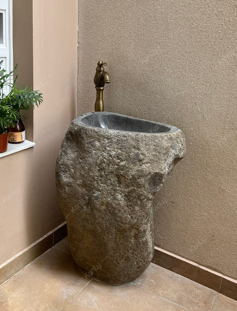 Chân đá cuội nguyên khối để lavabo đặt bàn Kanly MAR75i