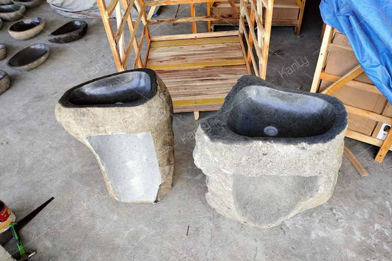 Chân đá cuội nguyên khối để lavabo đặt bàn Kanly MAR75i