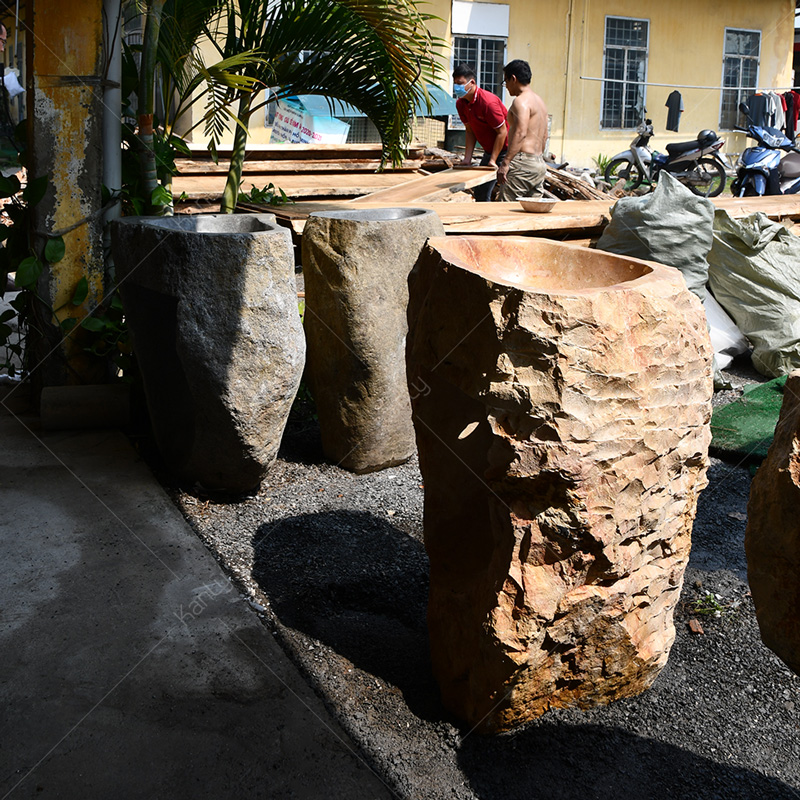 Chân đá cuội nguyên khối để lavabo đặt bàn Kanly MAR75i