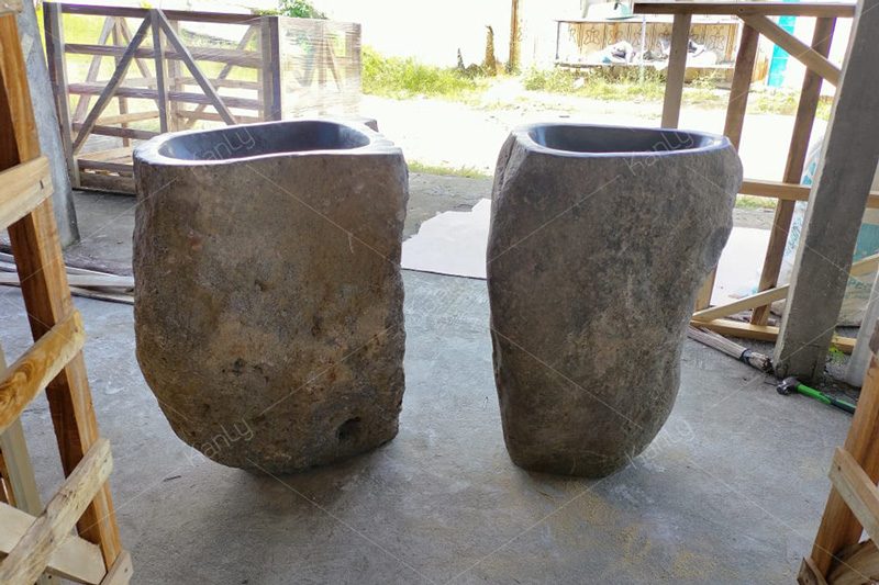 Chân đá cuội nguyên khối để lavabo đặt bàn Kanly MAR75i