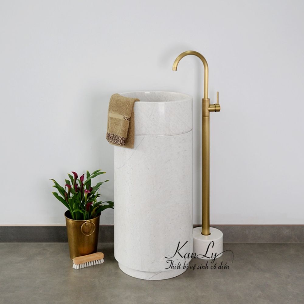 Chậu lavabo trụ đứng Kanly đá marble MAR83CV