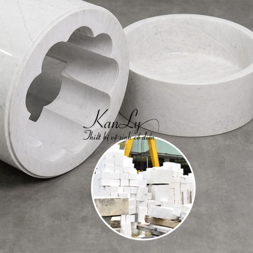 Chậu lavabo trụ đứng Kanly đá marble MAR83CV