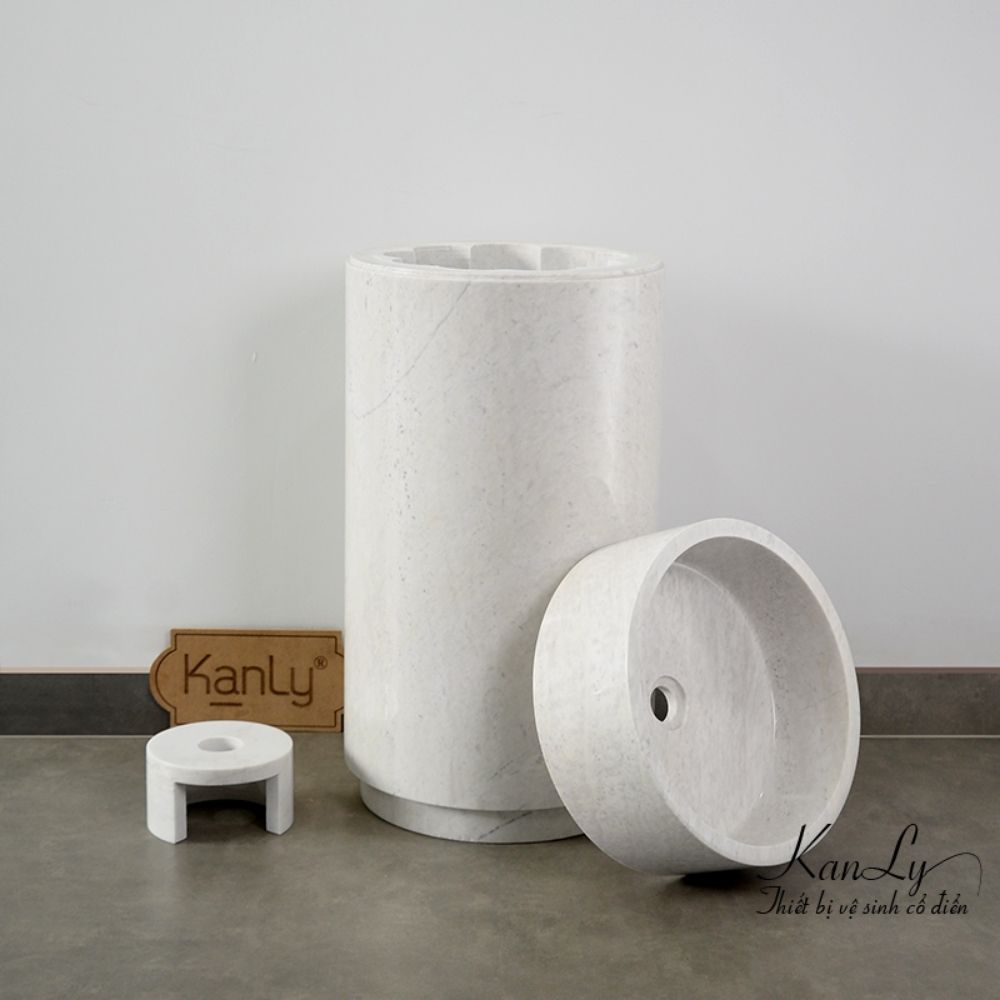 Chậu lavabo trụ đứng Kanly đá marble MAR83CV