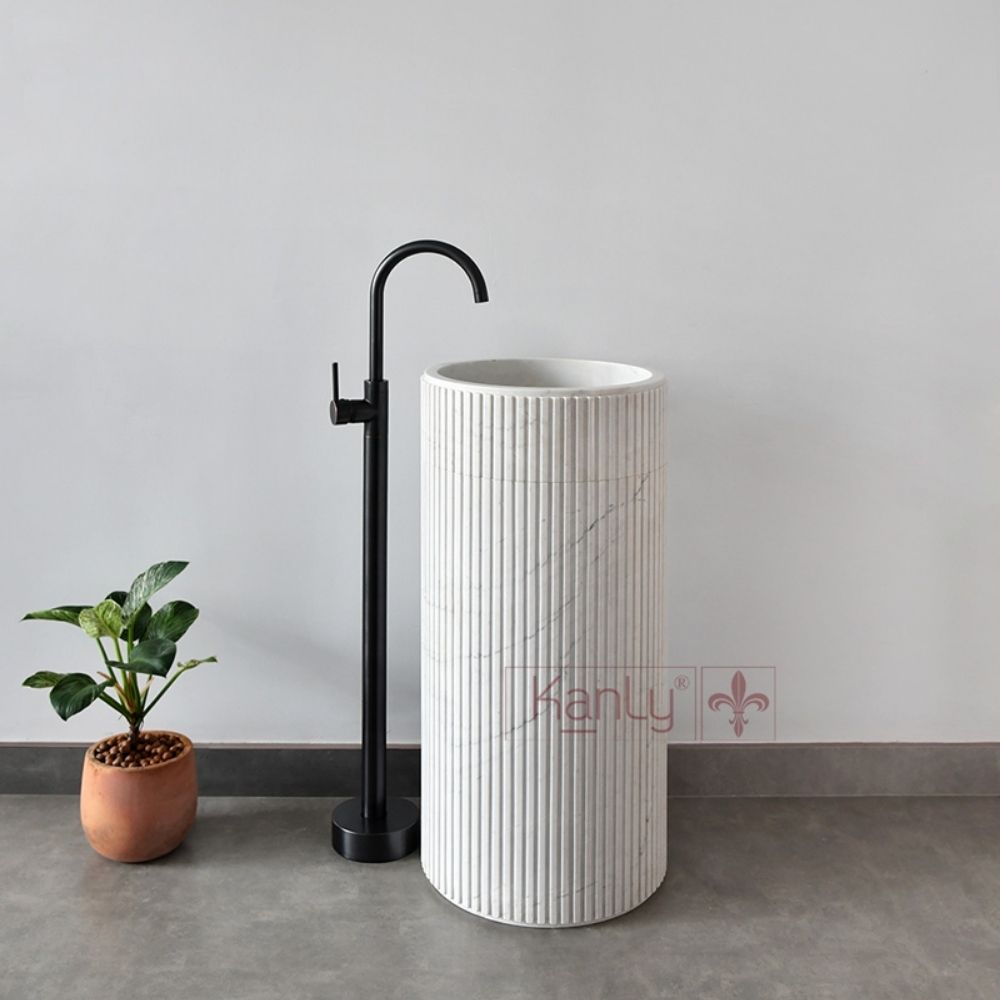Chậu lavabo trụ đứng Kanly đá marble MAR83EV.02