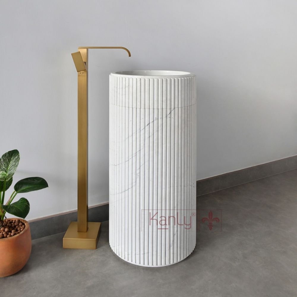 Chậu lavabo trụ đứng Kanly đá marble MAR83EV.02