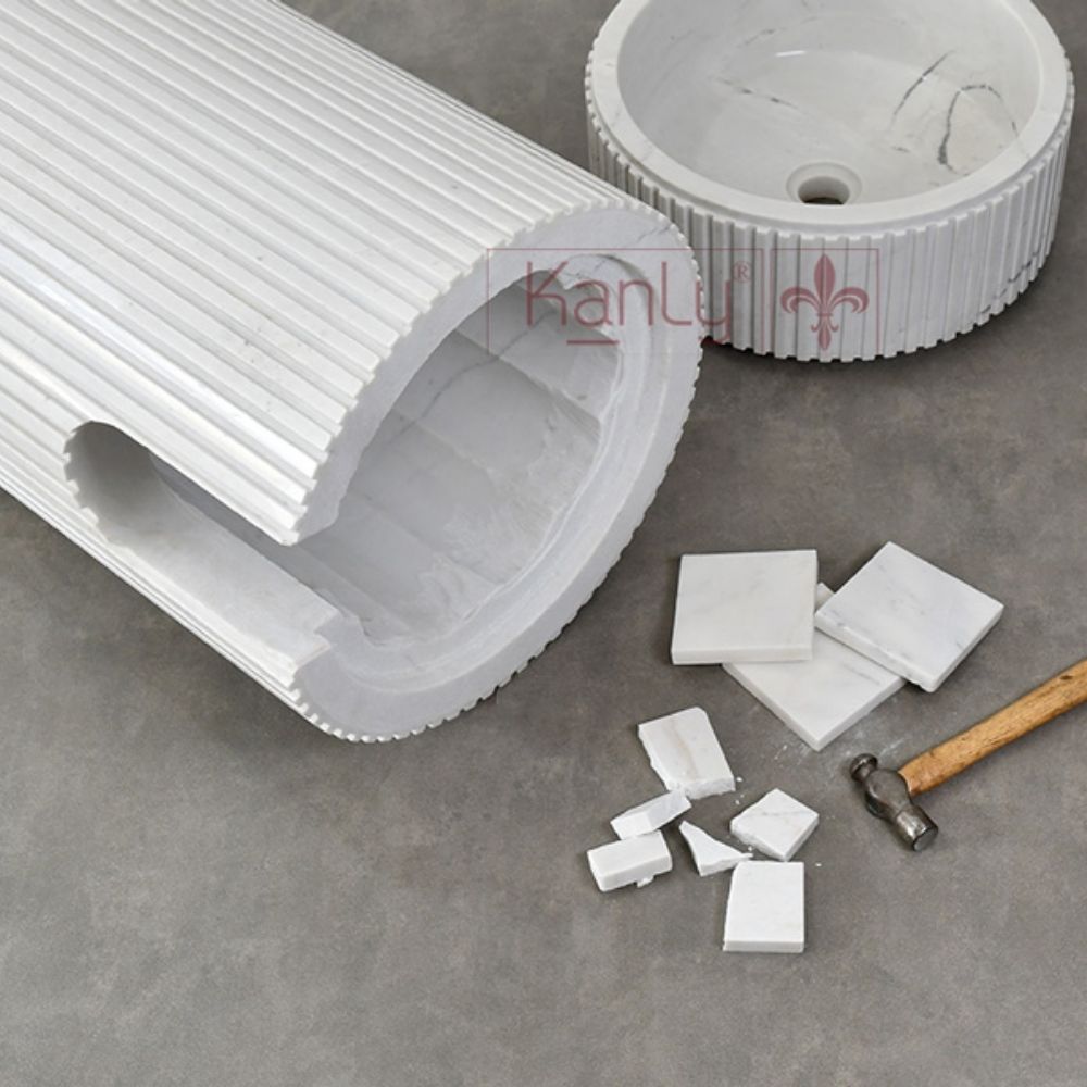 Chậu lavabo trụ đứng Kanly đá marble MAR83EV.02