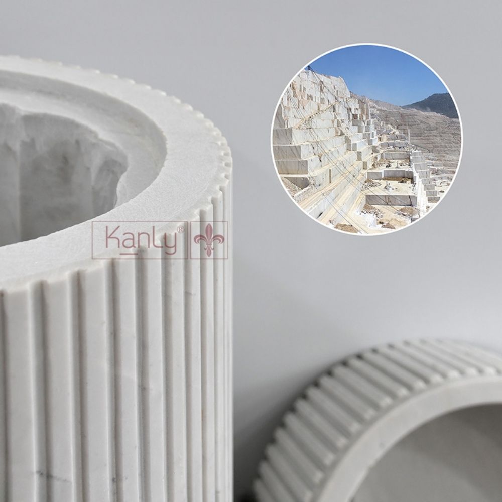 Chậu lavabo trụ đứng Kanly đá marble MAR83EV.02