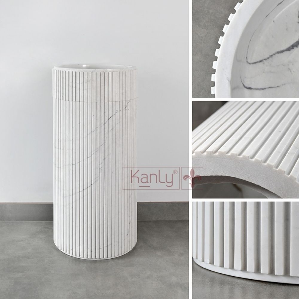 Chậu lavabo trụ đứng Kanly đá marble MAR83EV.02