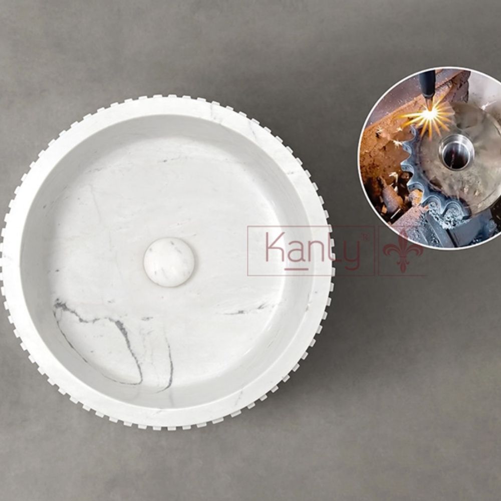 Chậu lavabo trụ đứng Kanly đá marble MAR83EV.02