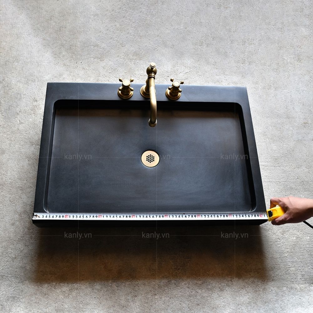 Chậu lavabo đặt bàn Kanly đá đen basalt MAR9H2V