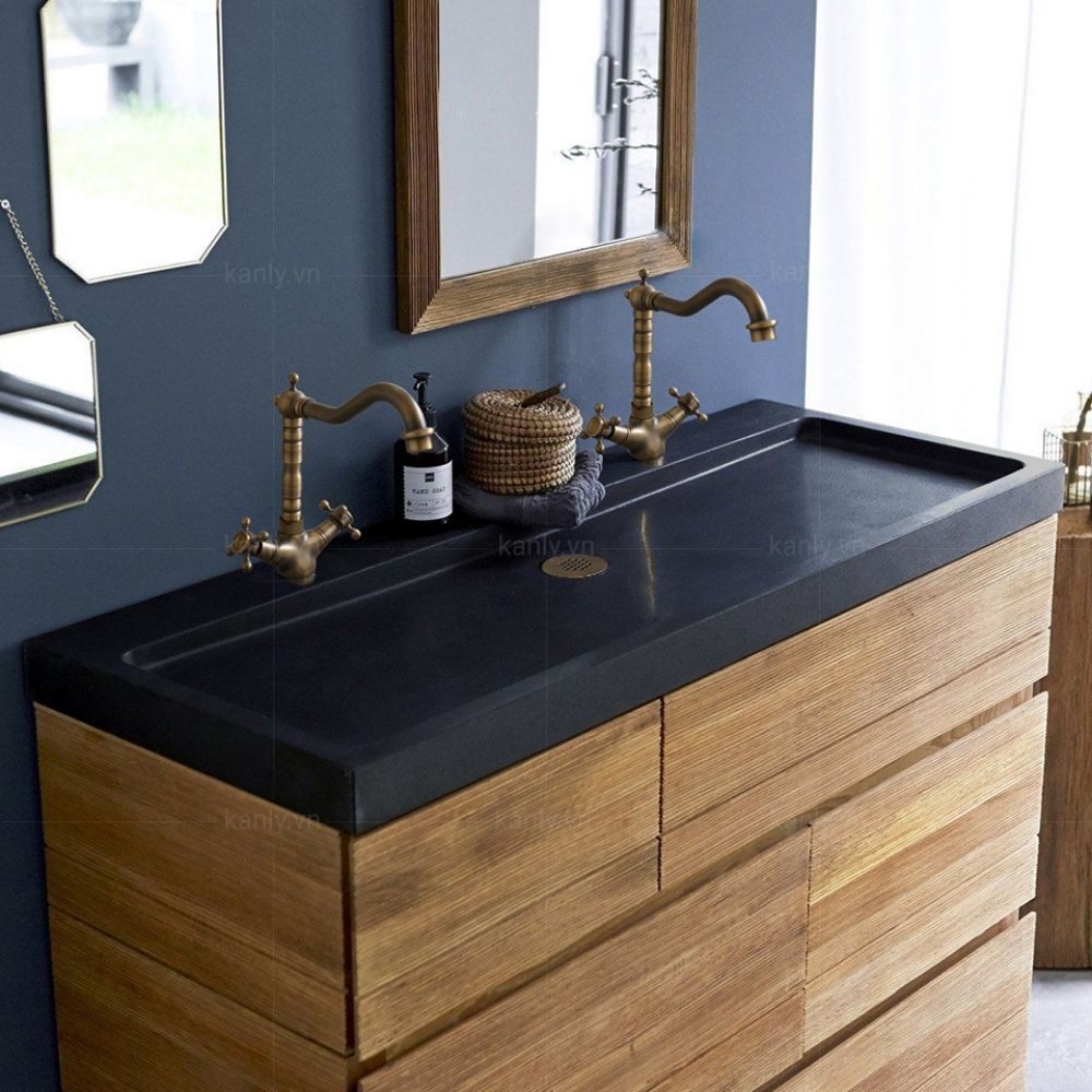 Chậu lavabo đặt bàn Kanly đá đen basalt MAR9H2V