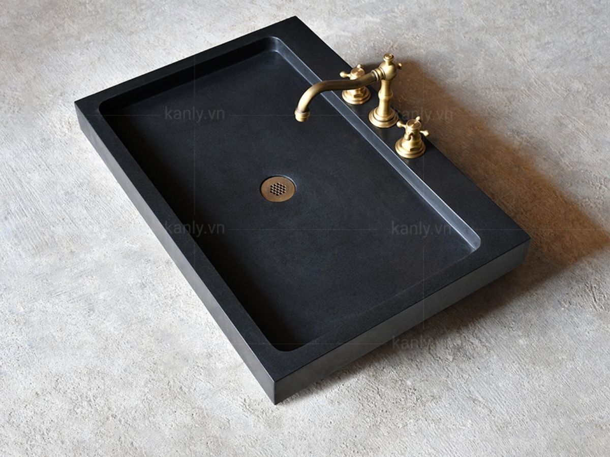Chậu lavabo đặt bàn Kanly đá đen basalt MAR9H2V