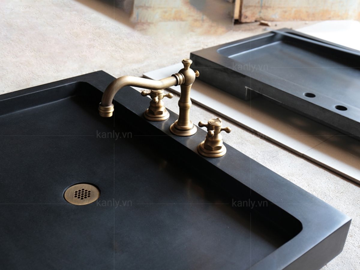 Chậu lavabo đặt bàn Kanly đá đen basalt MAR9H2V