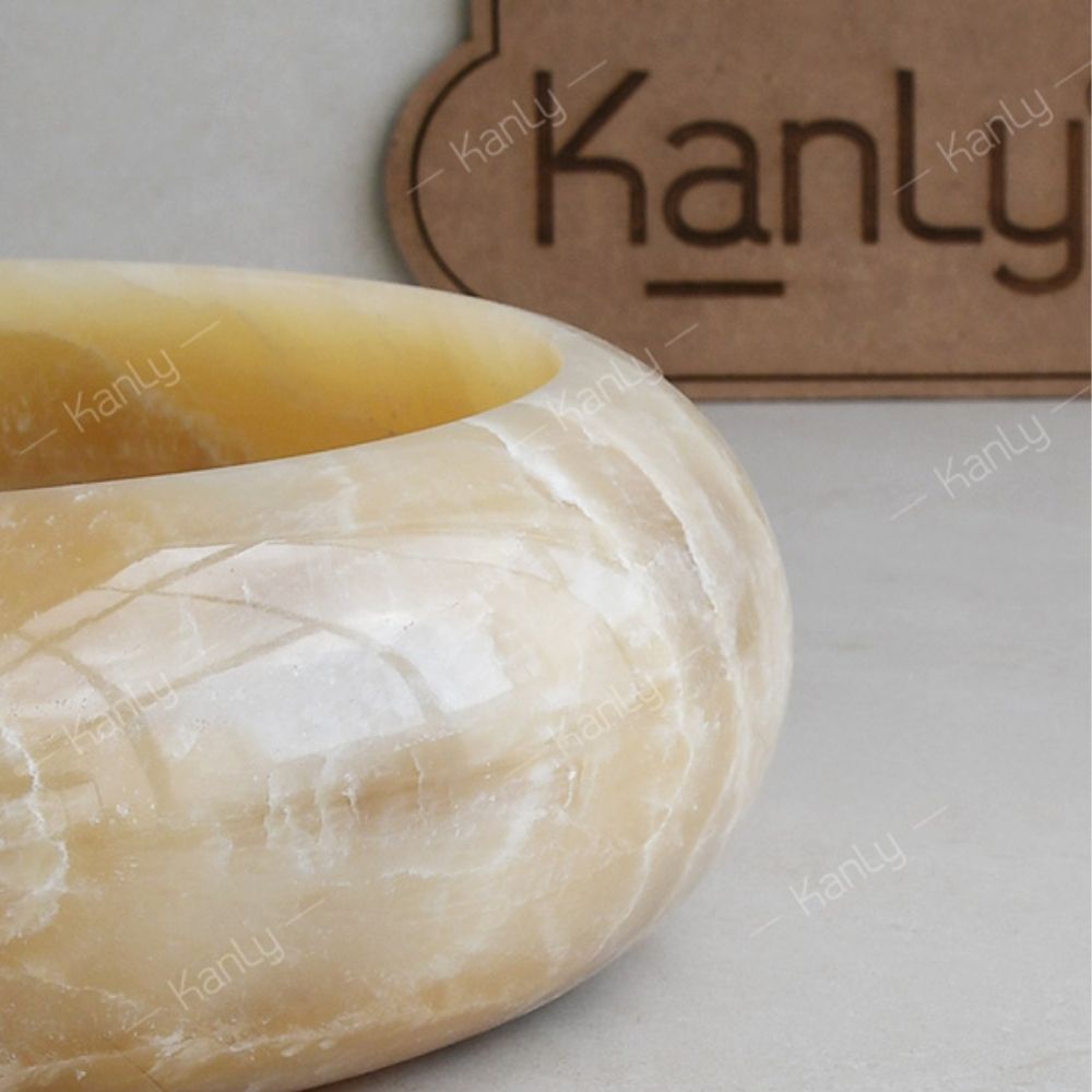 Chậu lavabo đặt bàn Kanly đá honey onyx tự nhiên ONY129i