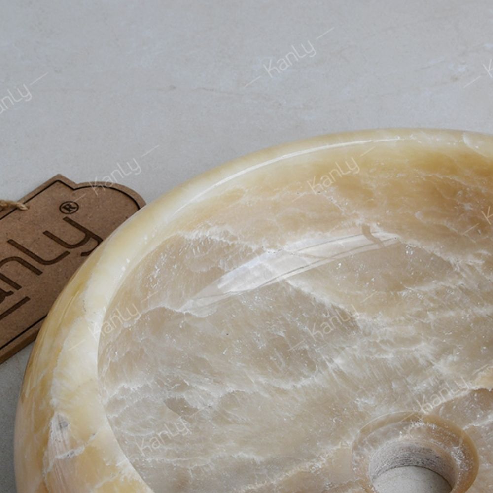 Chậu lavabo đặt bàn Kanly đá honey onyx tự nhiên ONY129i