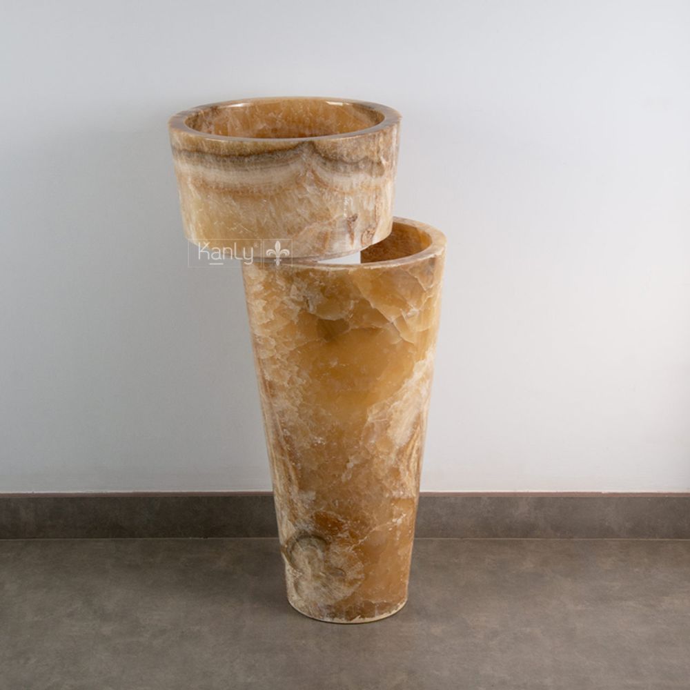 Chậu lavabo trụ đứng Kanly đá onyx ONY79i