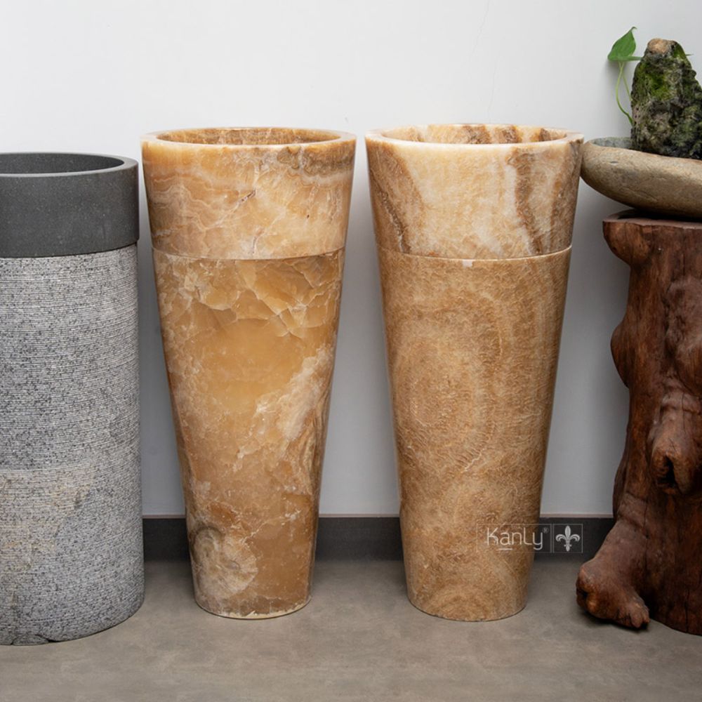 Chậu lavabo trụ đứng Kanly đá onyx ONY79i