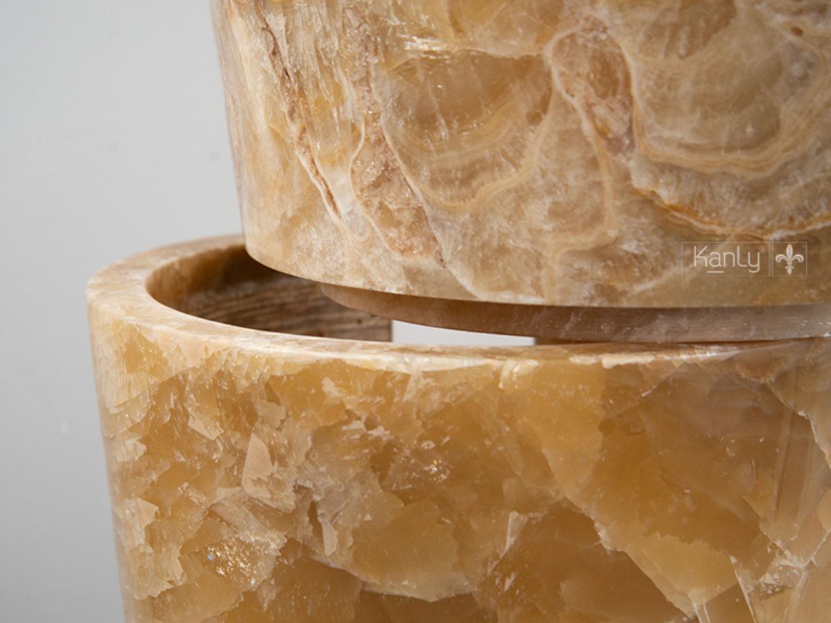 Chậu lavabo trụ đứng Kanly đá onyx ONY79i