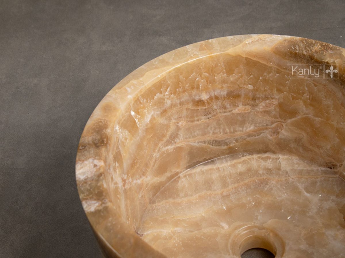 Chậu lavabo trụ đứng Kanly đá onyx ONY79i