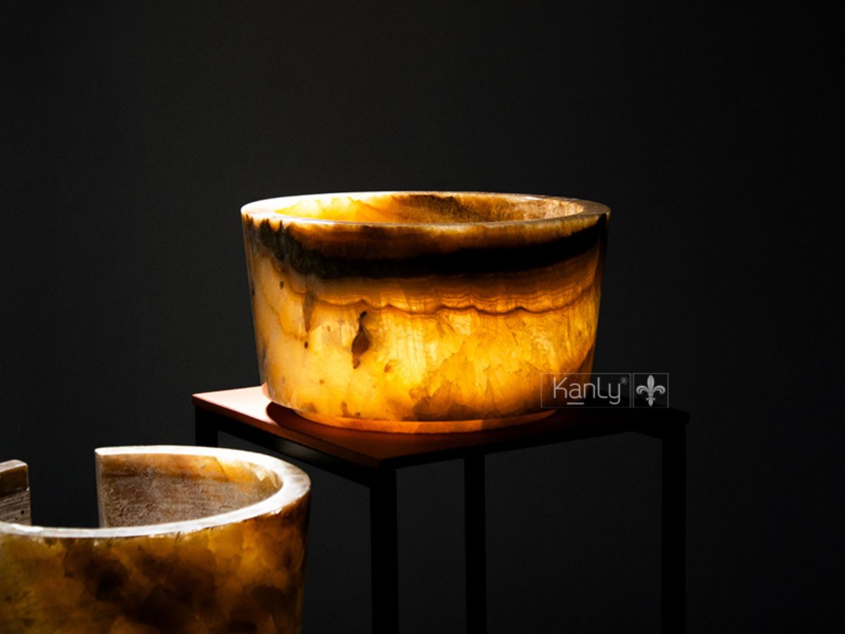 Chậu lavabo trụ đứng Kanly đá onyx ONY79i