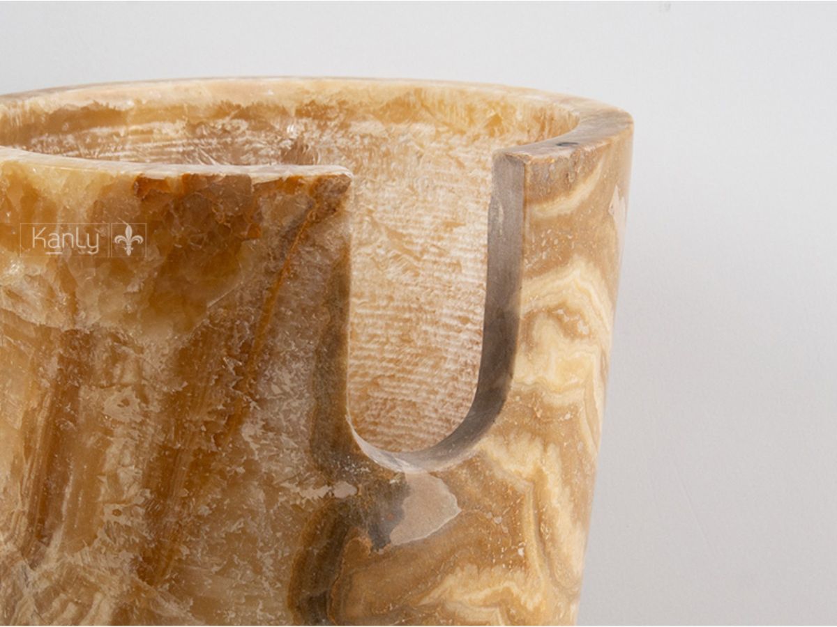 Chậu lavabo trụ đứng Kanly đá onyx ONY79i