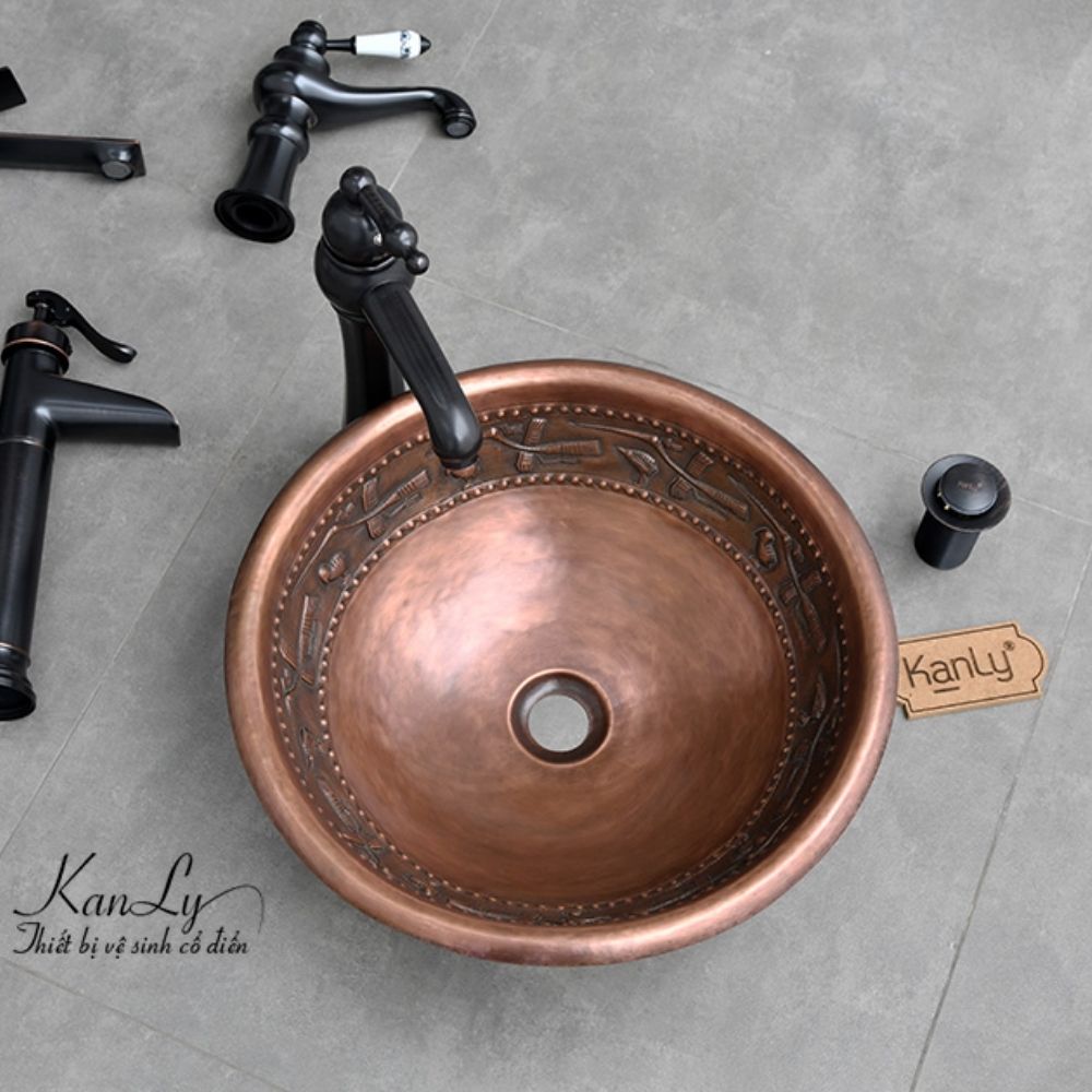 Chậu lavabo đặt bàn Kanly bằng đồng RSC305V