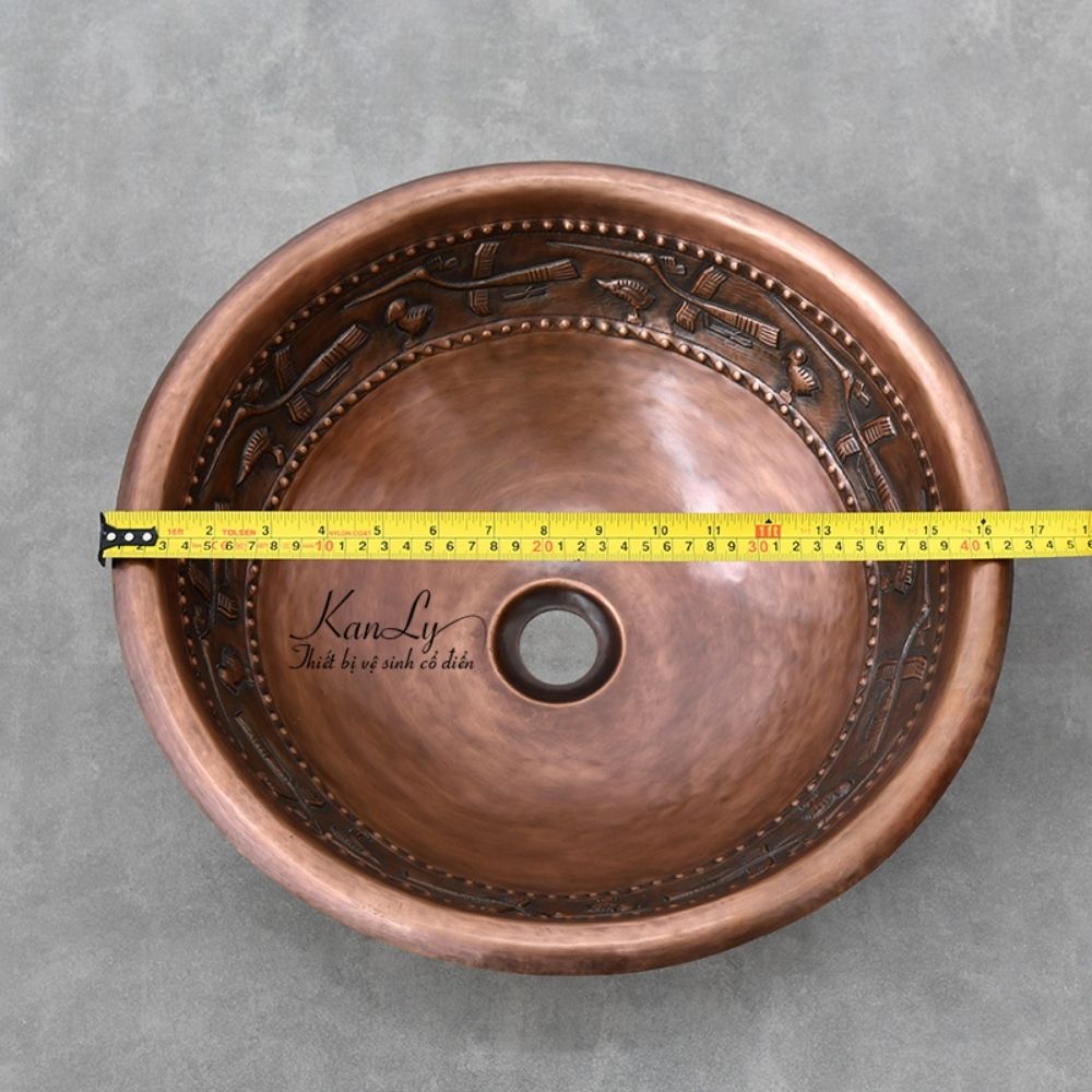 Chậu lavabo đặt bàn Kanly bằng đồng RSC305V