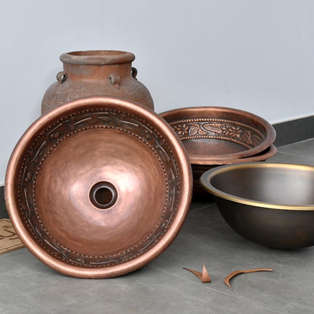 Chậu lavabo đặt bàn Kanly bằng đồng RSC305V