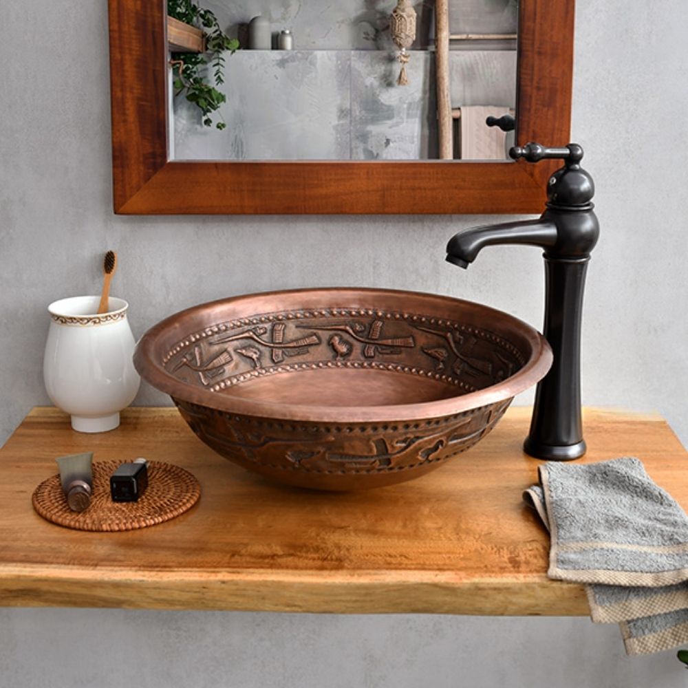 Chậu lavabo đặt bàn Kanly bằng đồng RSC305V