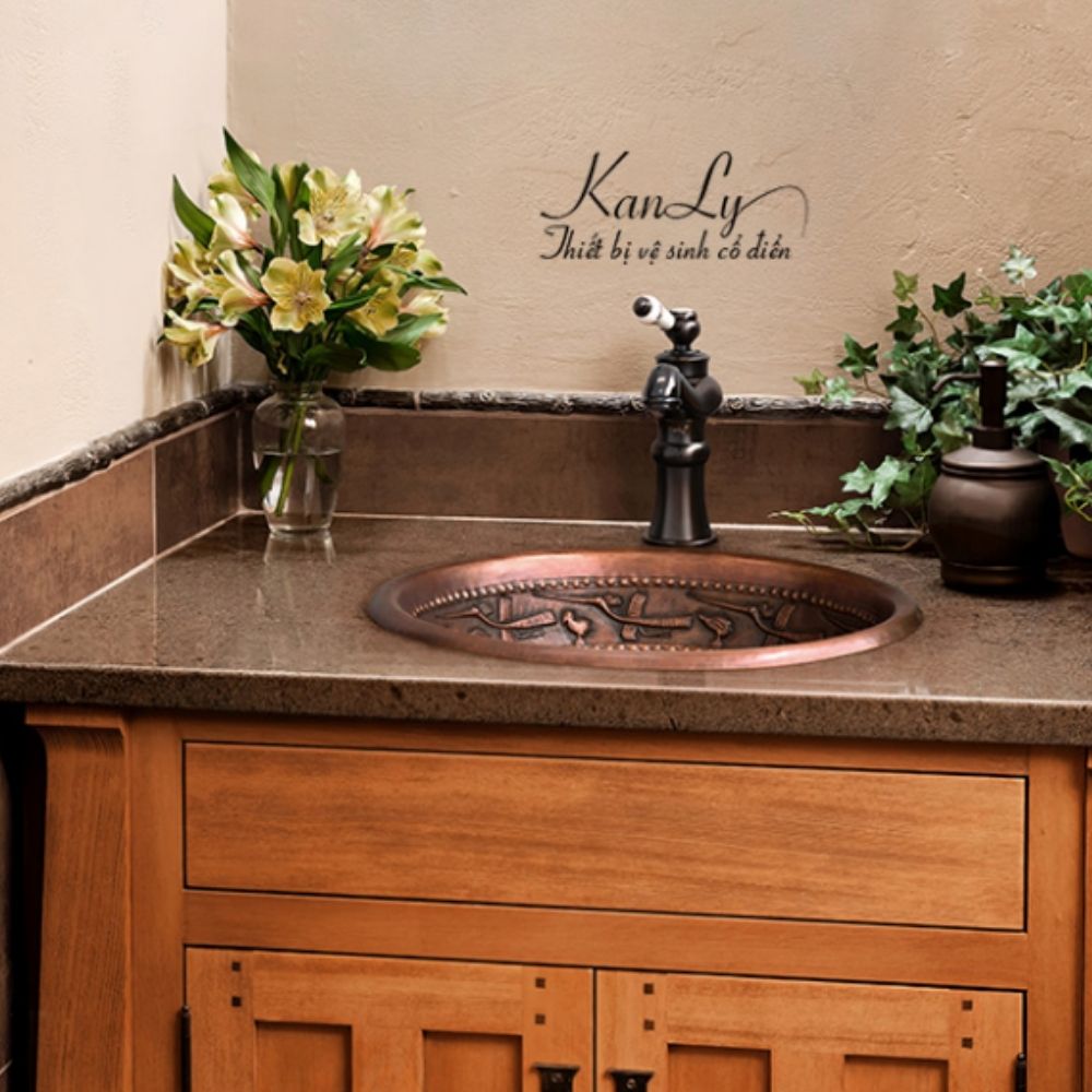 Chậu lavabo đặt bàn Kanly bằng đồng RSC305V