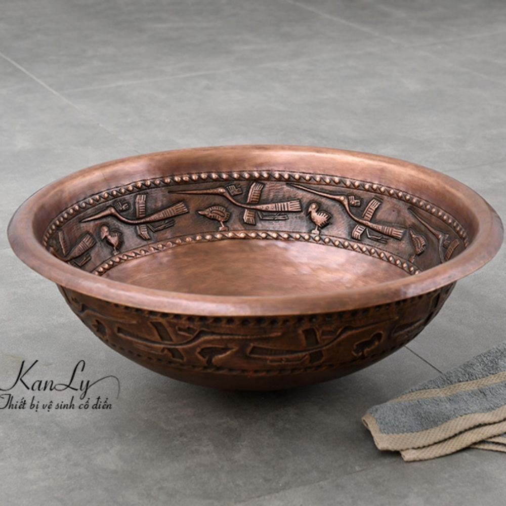 Chậu lavabo đặt bàn Kanly bằng đồng RSC305V