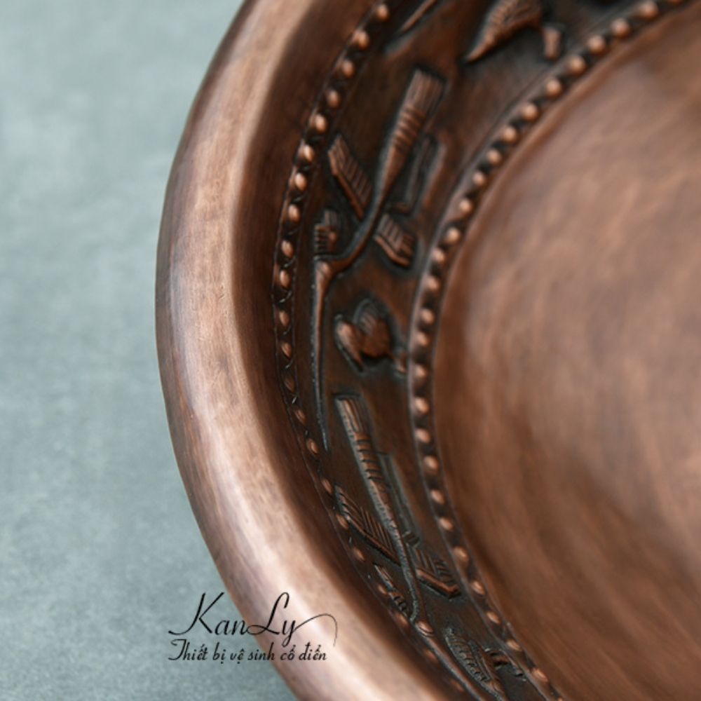 Chậu lavabo đặt bàn Kanly bằng đồng RSC305V