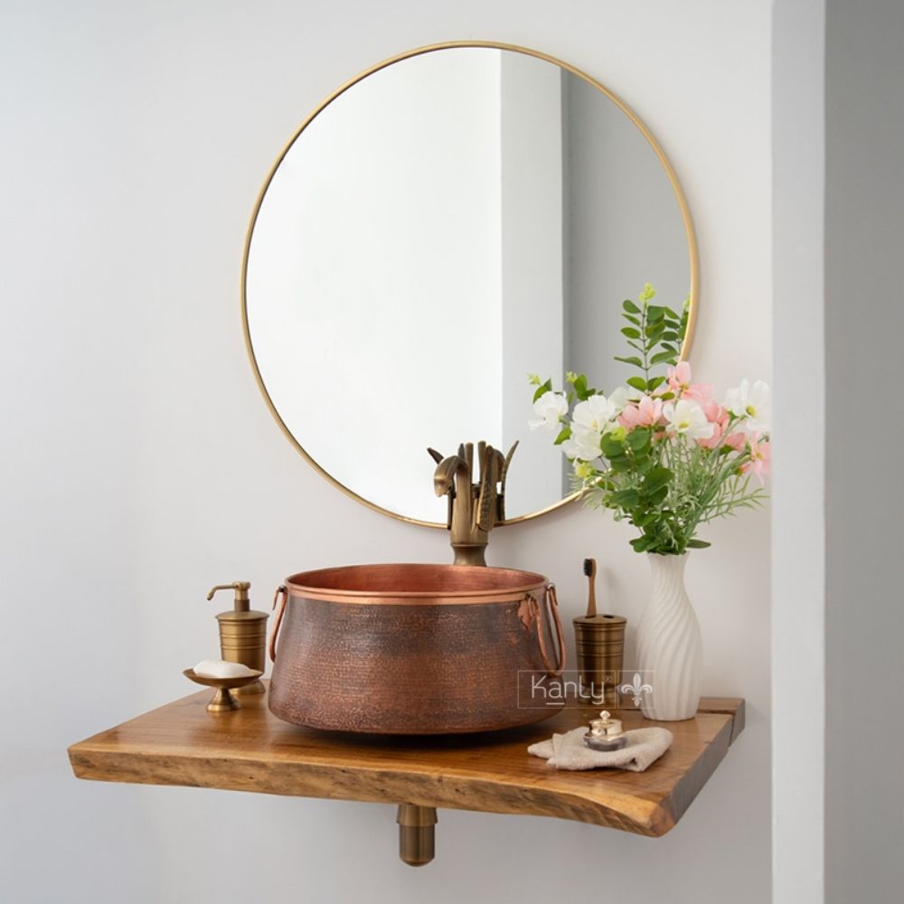 Chậu lavabo đặt bàn Kanly bằng đồng RSC414V
