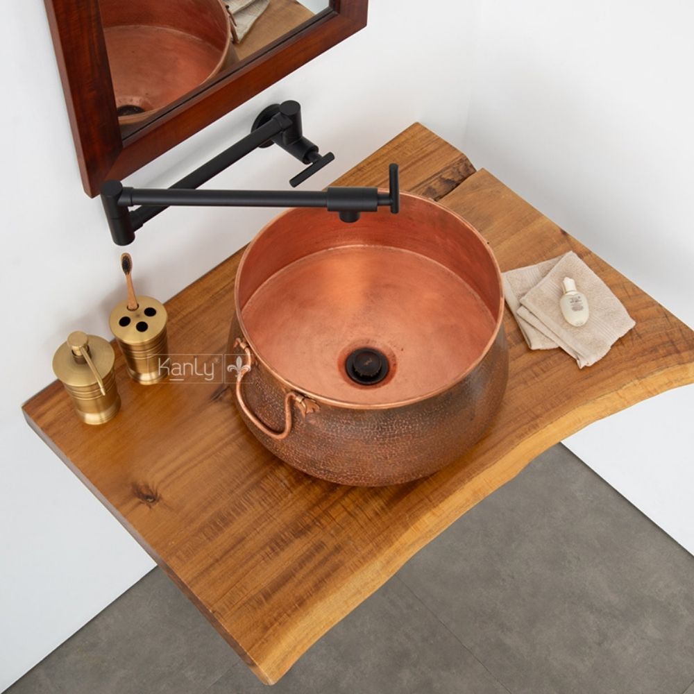 Chậu lavabo đặt bàn Kanly bằng đồng RSC414V