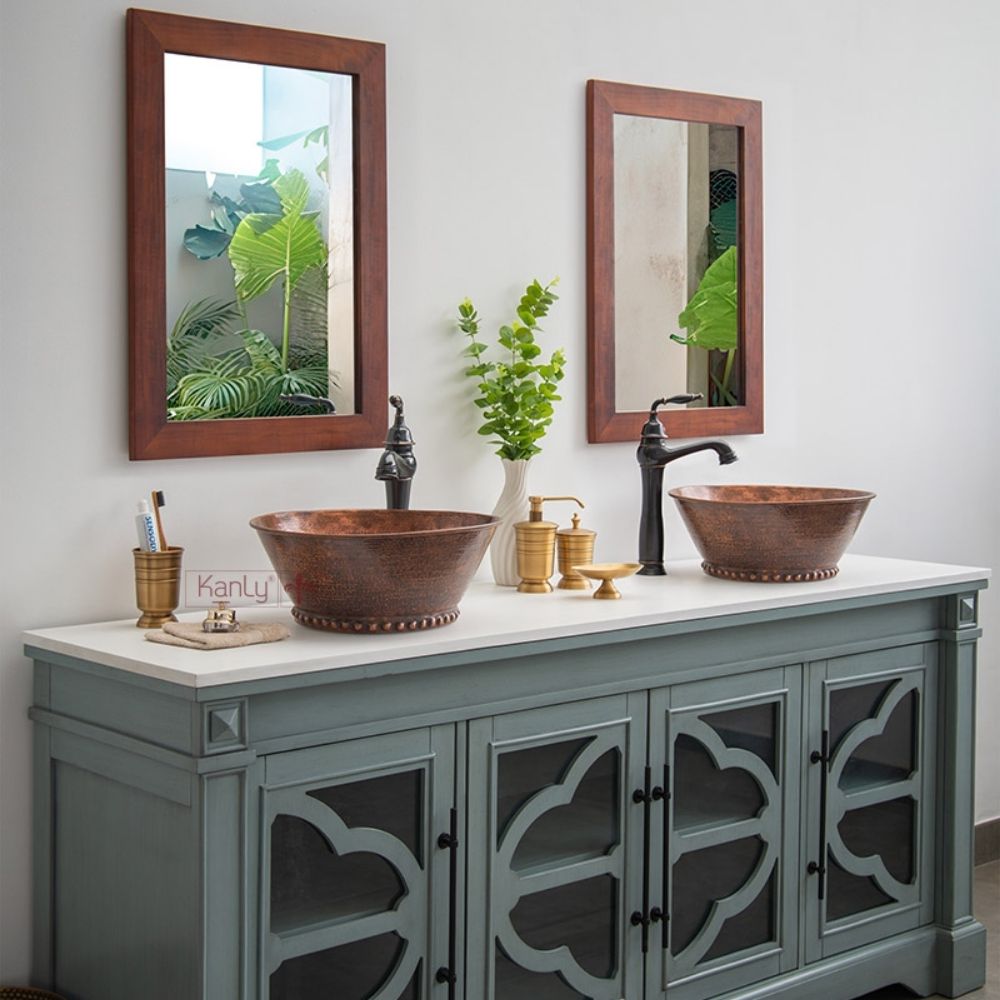 Chậu lavabo đặt bàn Kanly bằng đồng RSC422V